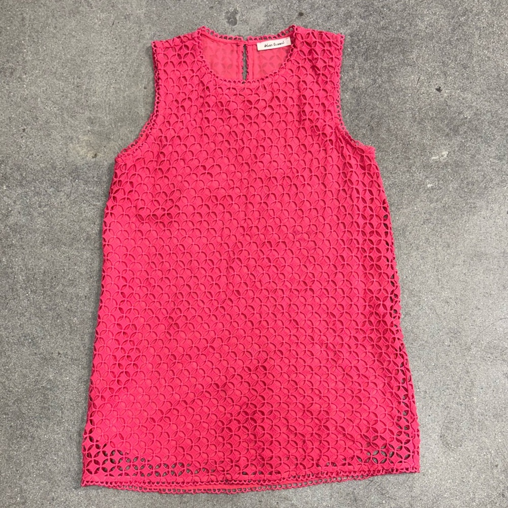 Pink Sleeveless Lace Dress - Blue Tassel
